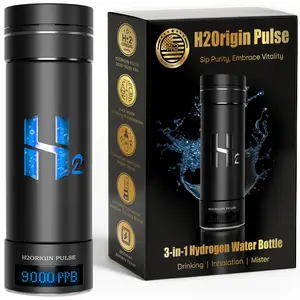 Hydrogen Water Bottle Generator, Up to 9000 PPB Hydrogen Bottle Water Ionizer with SPE/PEM Technology, 3-in-1 Portable Universal Adapter and Refreshing Mist Spray