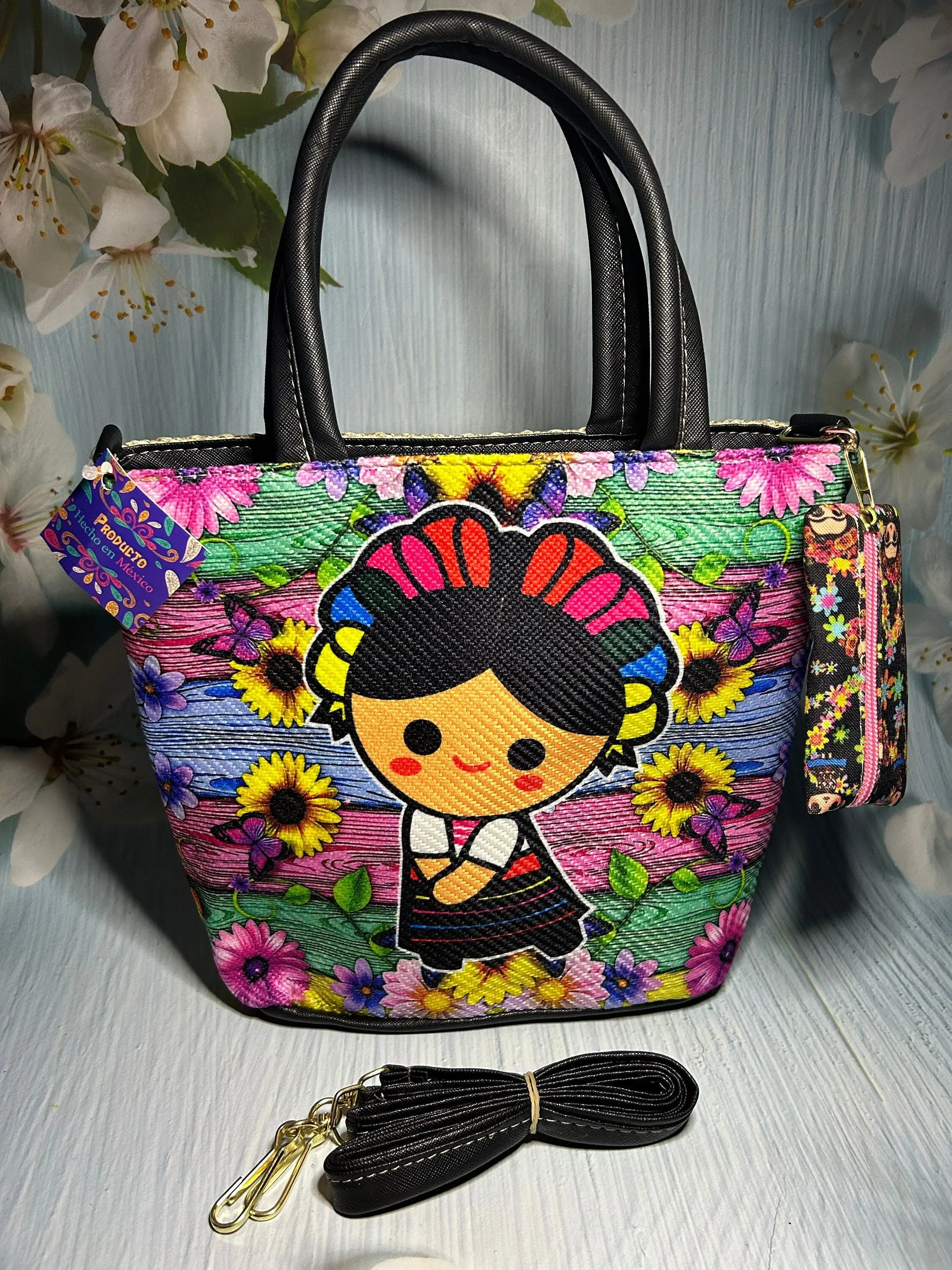 Lele Doll Jute Purse, Handmade Mexican Artisan Handbag with Detachable Strap, Unique Birthday Gift, Artisanal Lele Purse