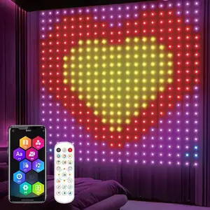Valentine's Day Date Essential Gift: 480-LED RGBIC Smart Light Net (6.6x6.6 ft) DIY Design & 100 Modes, Alexa Voice Control Compatible Create Romantic Ambiance Scenes