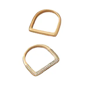 springtok Golden D-shaped geometric ring zircon / polished ring ladies daily wear gift