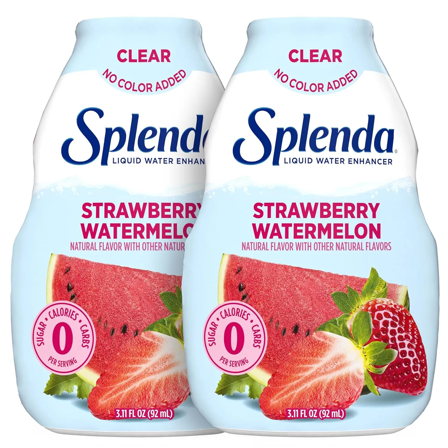 SPLENDA Liquid Water Enhancer Drops, Sugar Free, Zero Calorie, Natural Flavor, Concentrated Drink Mix, 3.11 Fl Oz Each Bottle (Strawberry Watermelon Clear, 2 Pack)