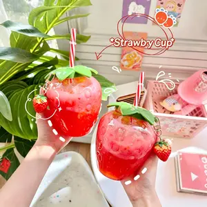 POV: Everyone’s Obsessed With This Strawberry Shaped Cup! Comes With a Straw, Great for Smoothies，Summer Drinks