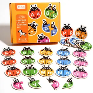 Wooden Ladybug Design Alphabet Learning Toy, Montessori Puzzles Gift, 1 Set Colorful Letter Matching Toy, Learning Toy for Birthday Gifts