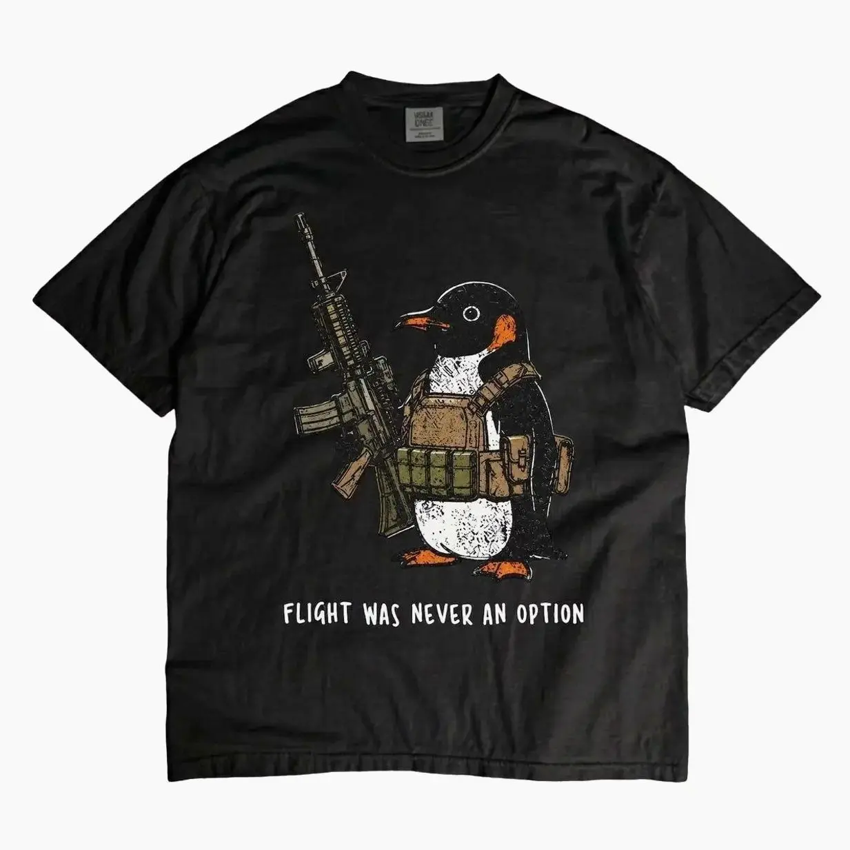 Tactical Penguin Shirt, Flight Was Never An Option Tee, Funny Penguin Meme T Shirt, Military Animal Graphic Tee, Penguin Lover Gift