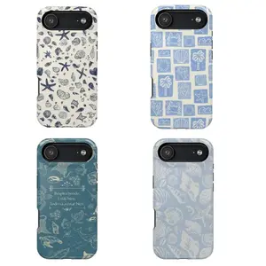 Ocean Aesthetic Phone Case Collection – Seashell, Starfish & Beach Inspired Phone Covers with Minimal Coastal Blue Design Cover for IPhone 17 16 15 14 13 12 SE Max Pro