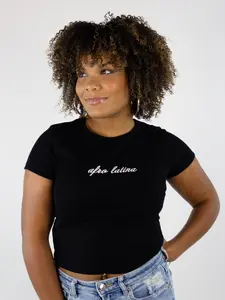 'Afro Latina' Embroidered Rib Baby Tee