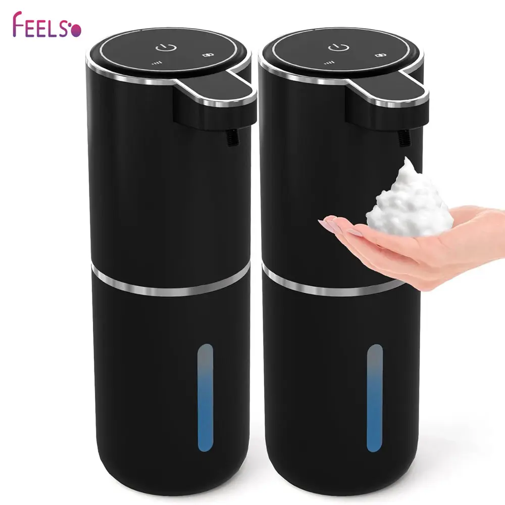 2-Pack Touchless Automatic Foam Soap Dispenser, 380ml Large Size USB Rechargeable Hands-Free Dispenser for Bathroom, Kitchen