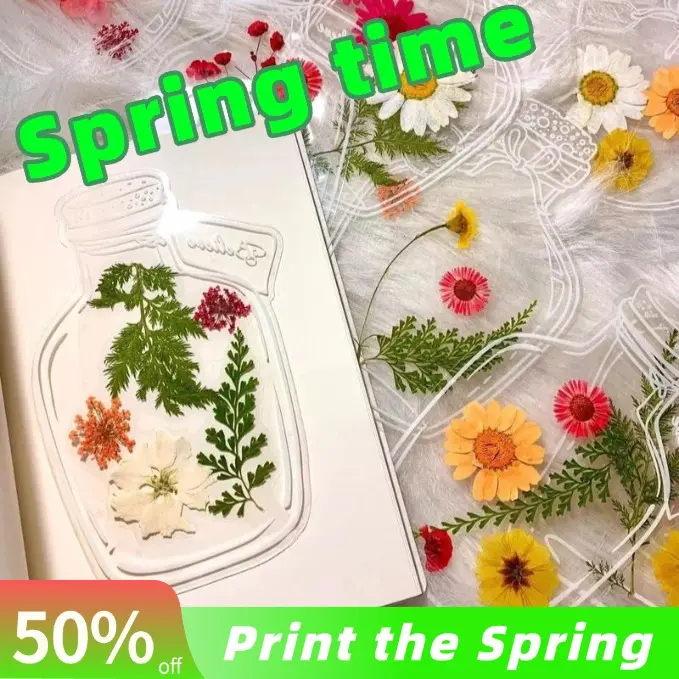 40Pcs Eco-Friendly Transparent Pressed Flora DIY Flower Bookmark Kit - Handcraft Supplies with Protective Film, Adhesive, Large Size, Moisture Prevention, Creative Gifts for DIY Projects