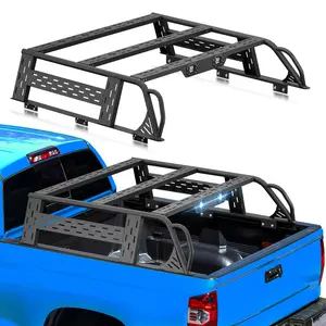 【EYOUHZ】13.8" High Overland Bed Racks Truck Cargo Carrier Compatible with 2014-2021 Toyota Tundra with 2 LED Lights and Bed Rails, Full-Size Truck Rear Ladder Rack Back Cross Bars