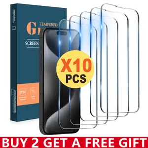 10 Pcs Tempered Glass Screen Protector for iPhone 17 Pro Max Plus 16 15 14 13 12 11 XR XS MAX 8 7 6, 9H HD Tempered Glass Film, Anti-Scratch