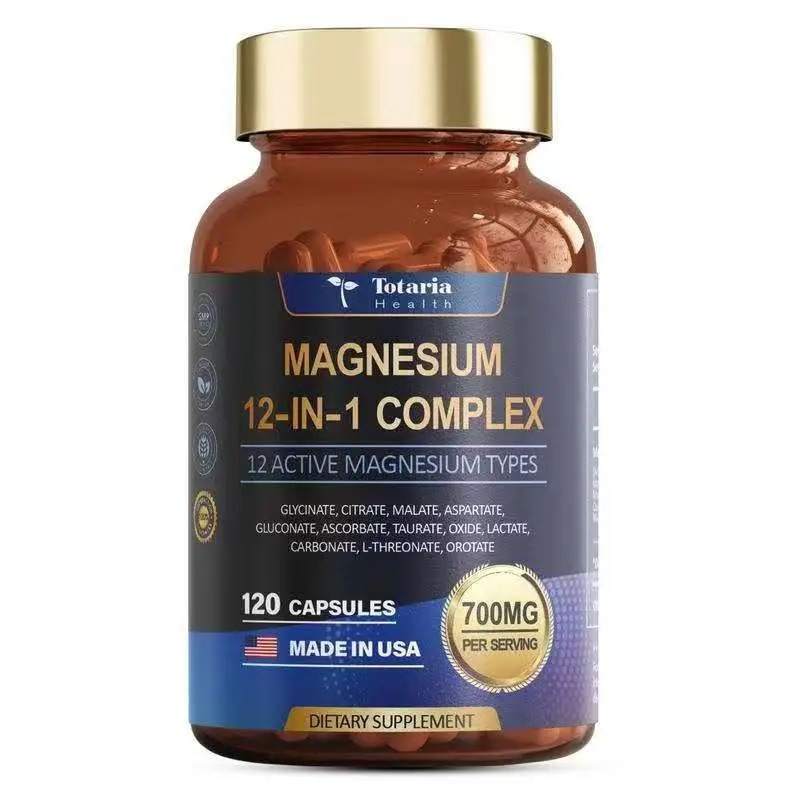 12-in-1 Magnesium Complex 700mg - Supplement with Glycinate Citrate Malate Oxide Taurate Aspartate Orotate, Vegan Capsules for Muscle, Heart, and Relaxation Support magnesium