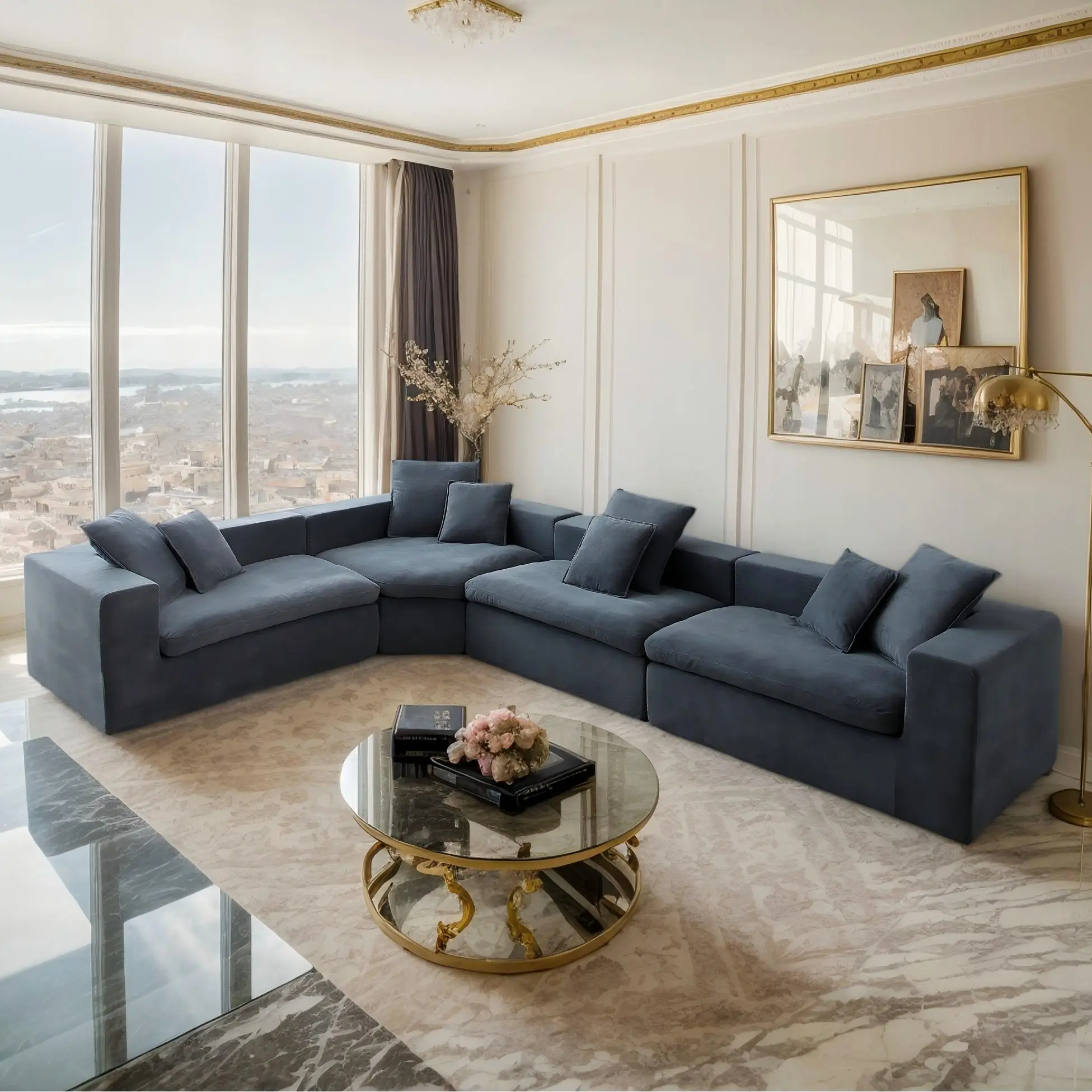 149" x 102" Oversized Modular Sectional Sofa Couch with L-Shape Chaise, Cloud Couches with 8 Pillows, Modern Sofas Set with Deep Seat, No Assembly Req