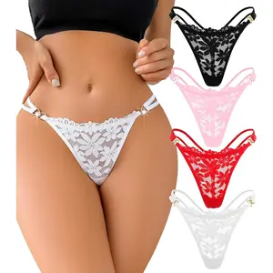 G-String Thongs for Women Sexy Lace T Back Underwear Low Rise No Show Cheeky Panties