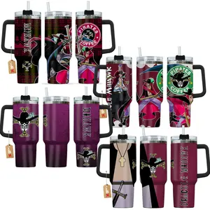 Dracule Mihawk One P Anime Manga 40oz Tumbler Stainless Steel with Straw, Lid and Handle - Double Wall Insulated Flasks – Perfect Gift for Fans