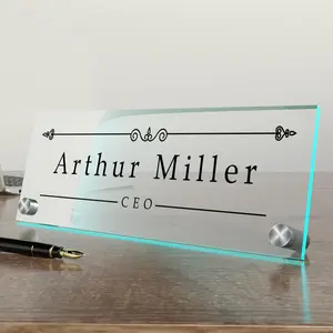 Acrylic Desk Name Plate Personalized I Custom Acrylic Sign I Office Desk Accessories I Custom Office Door Sings I Name Plate for Desk I Cute Office Decor (10 x 3.5 Inch)