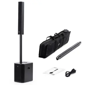 EXOTON S-1203 Portable Line Array Column PA/DJ System with 12" Powered Subwoofer, 2000W Professional and Compact Sound System,Bluetooth,DSP,Carry Bag（Wood subwoofer）