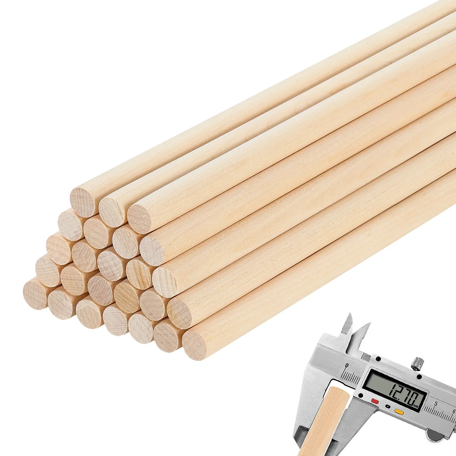 【SummerFinds】VEVOR 25Pcs Wooden Dowel Rods 1/2 x 12 Inch Natural Birch Wood Sticks Dowels, Unfinished Hardwood Sticks for Craft and DIY Projects, One-Piece Cutting & Smooth Surface & Easy to Color and Paint