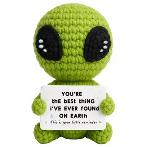 Adorable Mini Knitted Alien Emotional Support Plush Doll,Handmade Soft Stress Relief Toy,Perfect Christmas Holiday Birthday Gifts For Women Men Him Her,Teacher Appreciation Present,Bag Pendant Desk Decor For Friends Family Kids