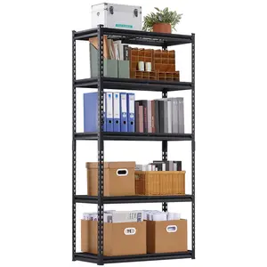 VEVOR Storage Shelves,  2000 lbs, 5 Tier Heavy Duty Garage Shelving, 16" D x 36" W x 72" H Adjustable Metal Shelves for Industrial Shelving Unit Utility Shelf, for Kitchen, Warehouse, Basement, Black