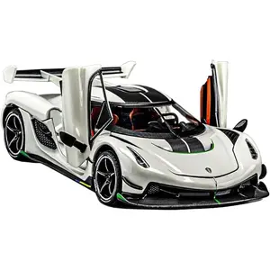 1/24 Scale Koenigsegg Jesko white Alloy Collectible Diecast Car with Sound and Light Toy Car