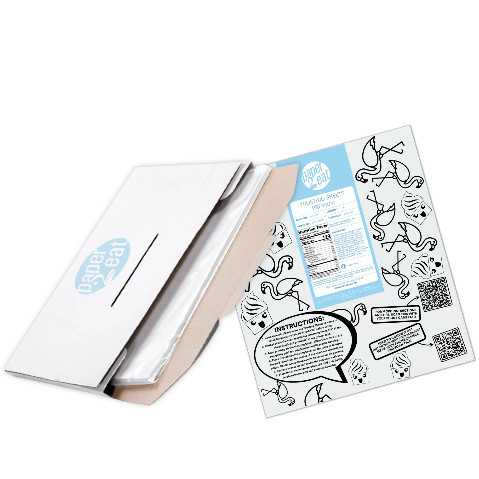 paper2eat Combo 2 - Frosting Sheets XL + Frosting Sheets 8.5" x 11"