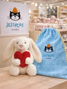 Genuine Jellycat Bunny Holding Heart – Ultra Soft Plush, Perfect Valentine & Love Gift