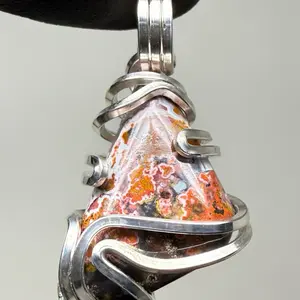 Moroccan Seam Agate Sterling Silver PENDANT Unique Artisan Crafted Design 925 Ag