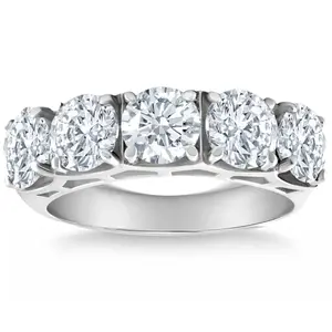3 3/4Ct 5-Stone Lab Grown Diamond Wedding Ring 14K White Gold