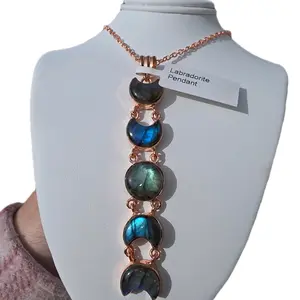 Labradorite Moon Copper pendant with copper chain