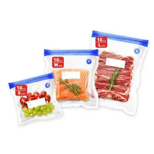 Reusable Vacuum Sealer Bags for Food, BPA-Free Vacuum Storage Bags with Sealing Clips & Leak-Proof Design for Sous Vide Cooking, Freezer, Microwave Heating