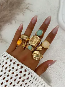 Women's Vintage European Style Alloy, Wide Irregular Design Jewelry for Daily Wear & Party Decoration Statement Multi Ring Vintage Rings Jewelry