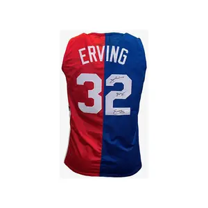 Julius Erving (Dr.J) Signed Custom New York Red-Blue Basketball Jersey JSA