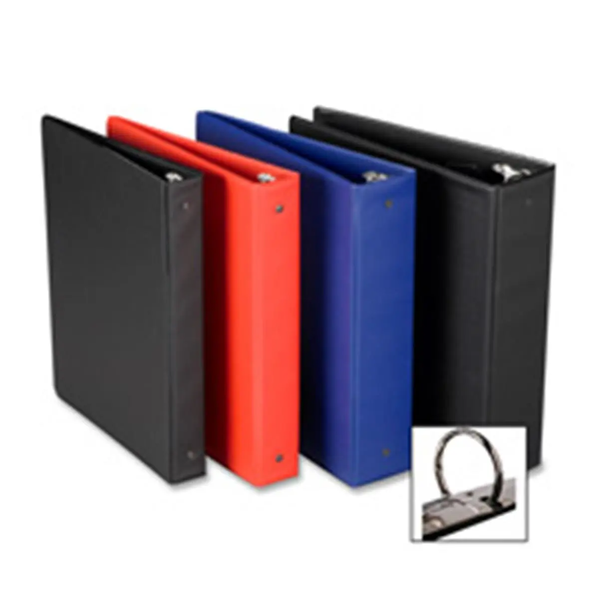 Business Source BSN28770 Round Ring Binder - 3in, Red, Contains 35 Percent Post-Consumer Material, with Pockets and Opening/Closing Triggers