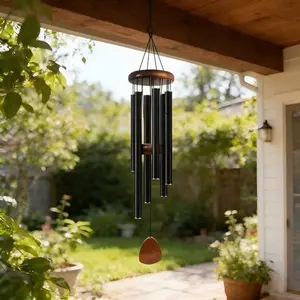 Metal Wind Chime, Zen-Inspired Outdoor Garden Decor, Garden Accessories, Cascading Tubes, Pleasant Sound, Hanging Wind Catcher, Patio Courtyard Gift, Outdoor Wind Chimes, All Seasons Use