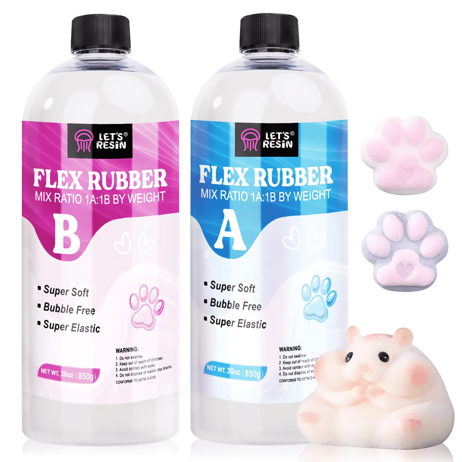 Flex Rubber for Making Taba Squishy-Super Soft 60oz Silicon Mix for Squishy Maker, DIY, Custom Cat Paws & Stress Relief Gifts- LET'S RESIN Flex Rubber for Making Taba Squishy-Super Soft 60oz Silicon Mix for Squishy Maker, DIY, Custom Cat Paws & Stress Relief Gifts- LET'S RESIN