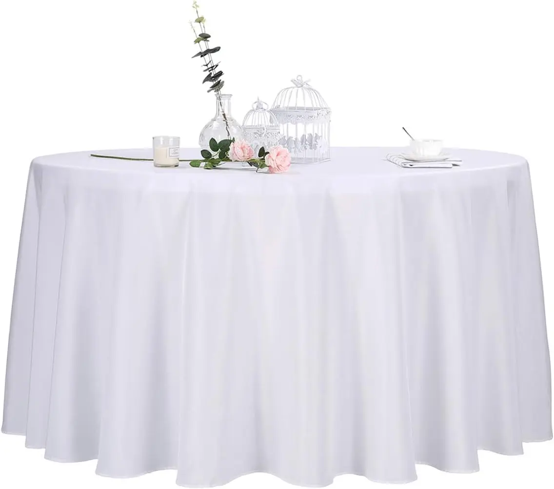 2pack 108 Inch White Round Tablecloth in for Wedding/Banquet/Restaurant/Parties