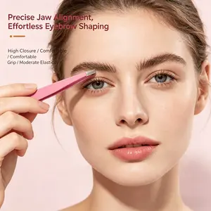 Precision Stainless Steel Eyebrow Tweezer Set, Non-Slip Hair Remover, Brow Grooming Tool, Portable Travel Kit with Storage Bag