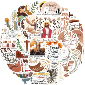 Christian Sticker, 50pcs/set Jesus Bible Verse Sticker, Religious Sticker, Faith Sticker, Bible Verse Sticker, Bible Journaling Supplies