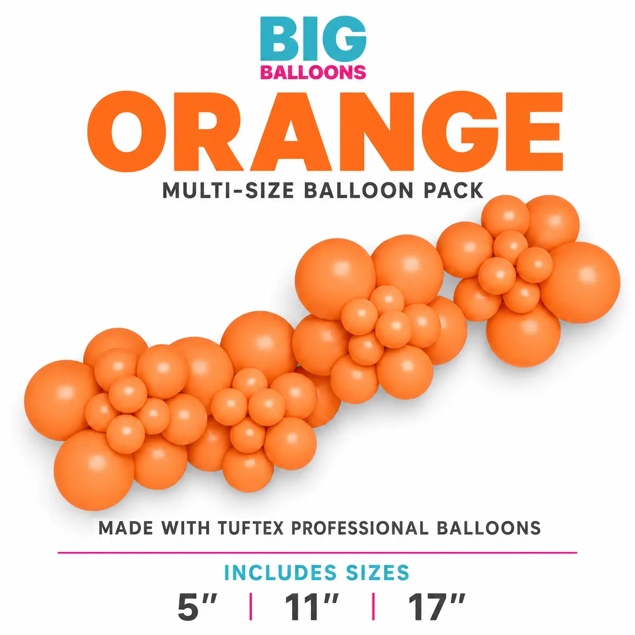 | 54 Total Balloons | 5”, 11” & 17” Sizes | DIY Balloon Garland KitOrange Balloon Multi-Size Pack Professional Latex Balloons for Balloon Arch Garland Event Decor