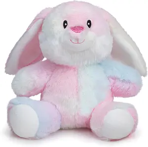 Stuffed Animal, Easter Bunny Plush Toys, Soft and Cuddly Stuffed Rabbit Easter Gift for Kids Baby Girls 7inch Rainbow