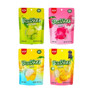 Amos Sweets Gummy Candy Variety Pack - 4 Flavors (Green Apple, White Peach, Banana, Lemon) - 170g x 4 Bags - Real Fruit Juice Infused - Bulk Snack for Kids & Adults