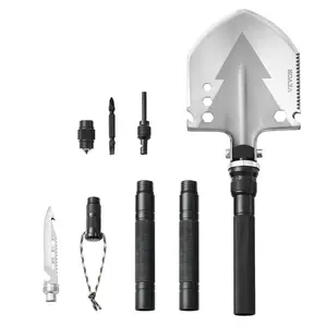 VEVOR Survival Shovel, 11 in 1 Camping Shovel Folding Multitool, Military Grade Portable Compact Tactical Shovel, Multifunction for Off-Roading, Camping, Hiking, Outdoor, Survivalist and Emergency