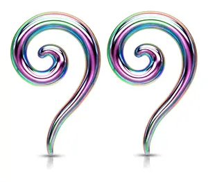 Pair Rainbow Steel Ear Plugs Tunnels Tapers Pinchers Horseshoes Gauges Hangers