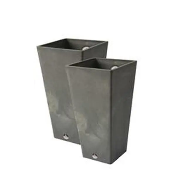 Algreen 17631 Valencia Square Planters - 10 in. x 20 in. Concrete Outdoor Decor, Pack of 2, Square Shape