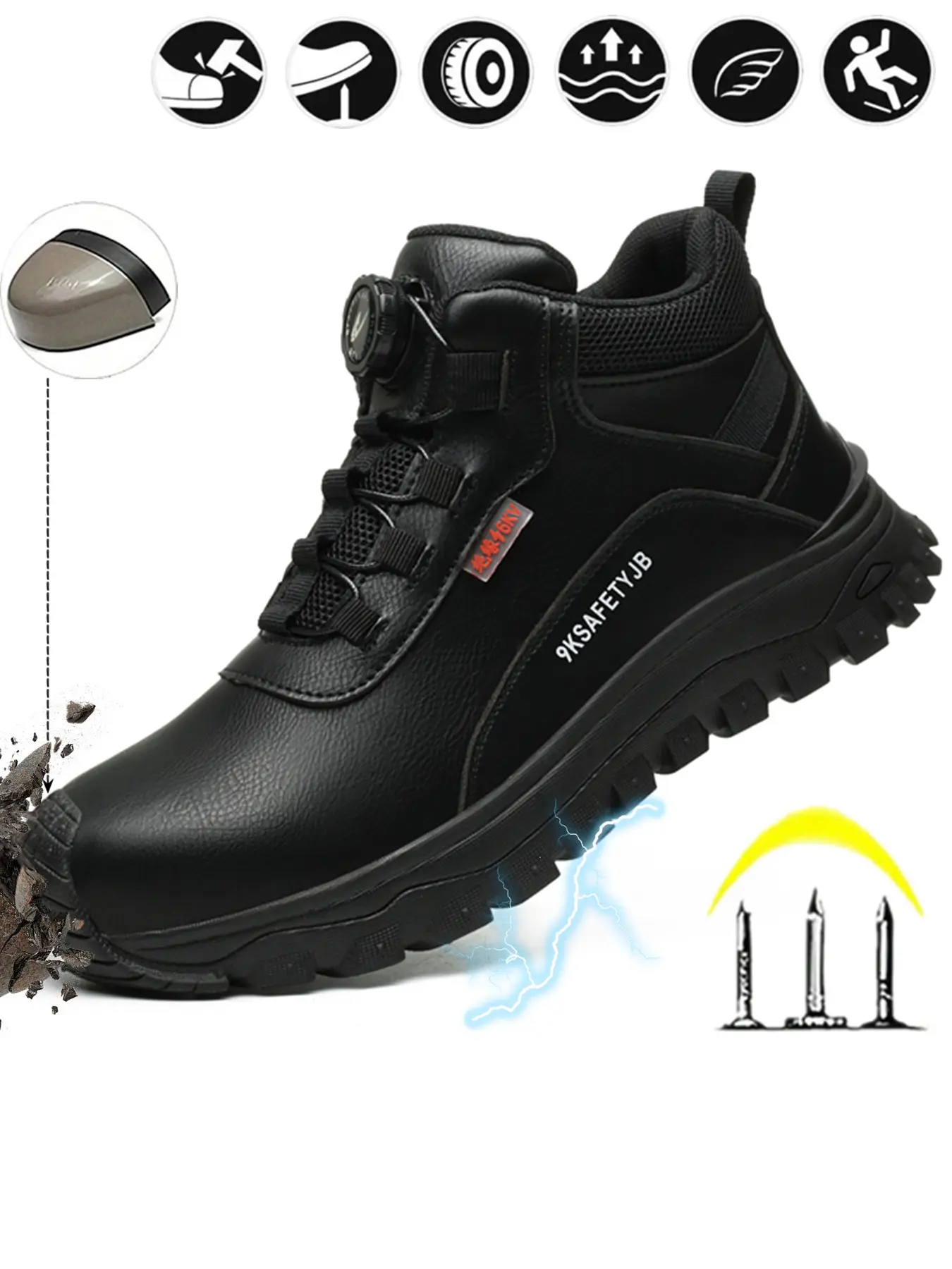 Safety Shoes Insulated Waterproof Rubber Sole Anti-Slip Shockproof Puncture Proof Suitable for Electrical Work Warehouse Handling Closed Footwear Worker Work Safety Sneakers Work Protective Shoes Non Slip Work Shoes