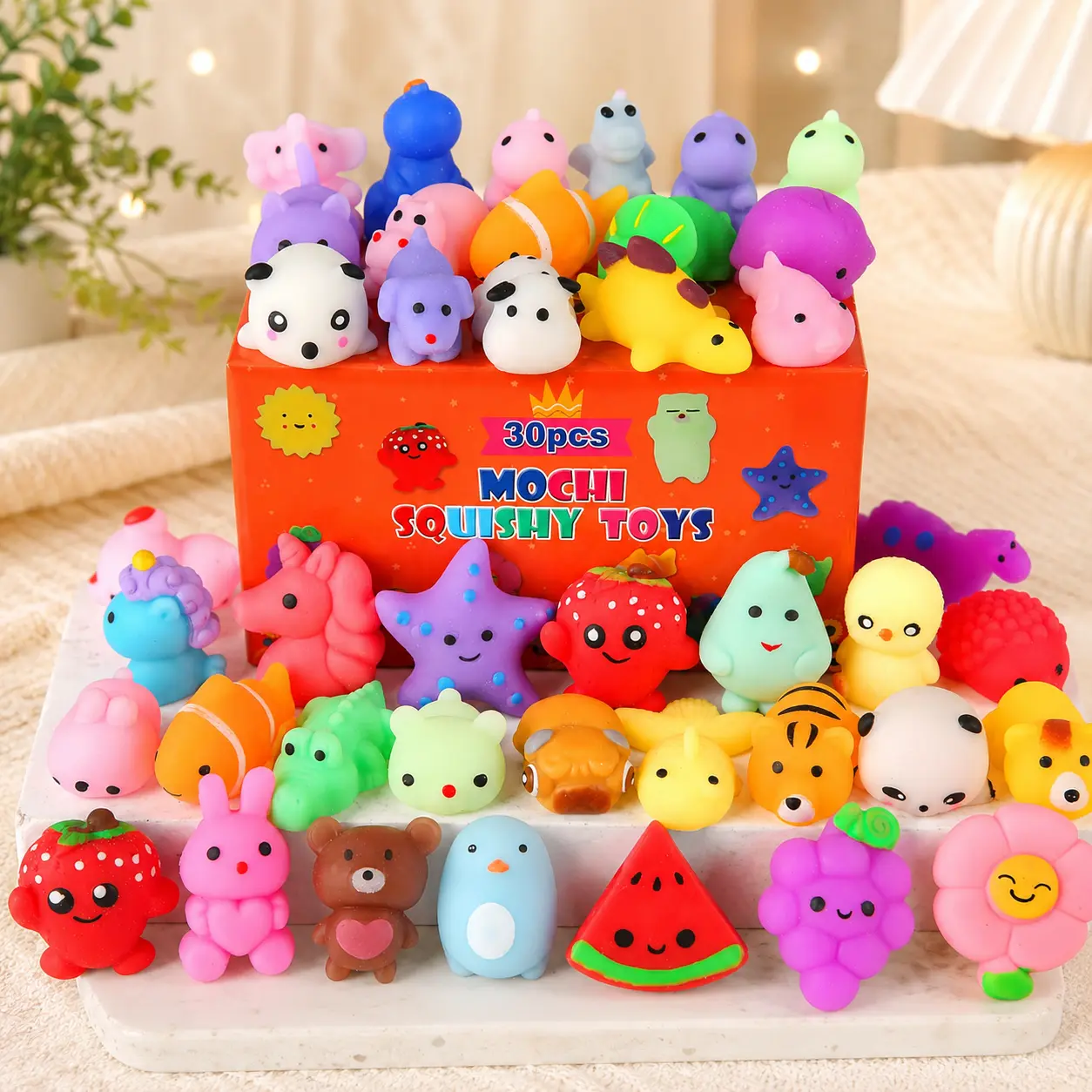 30 Pack Squishy Toys, Kawaii Squishies Party Favors for Kids 4-8 8-12 Treasure Box Toys for Classroom Birthday Xmas Gifts Goodie Bag Mini Animals Mochi Squishy Stress Relief Sensory Toys Random