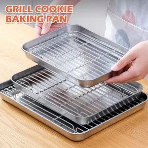 2025 NEW Baking Sheets and Racks Set Stainless Steel Baking Sheet Chef Baking Sheet with Wire Rack Set for Oven and Dishwasher Non Toxic Heavy Duty  Cooling Rack Set
