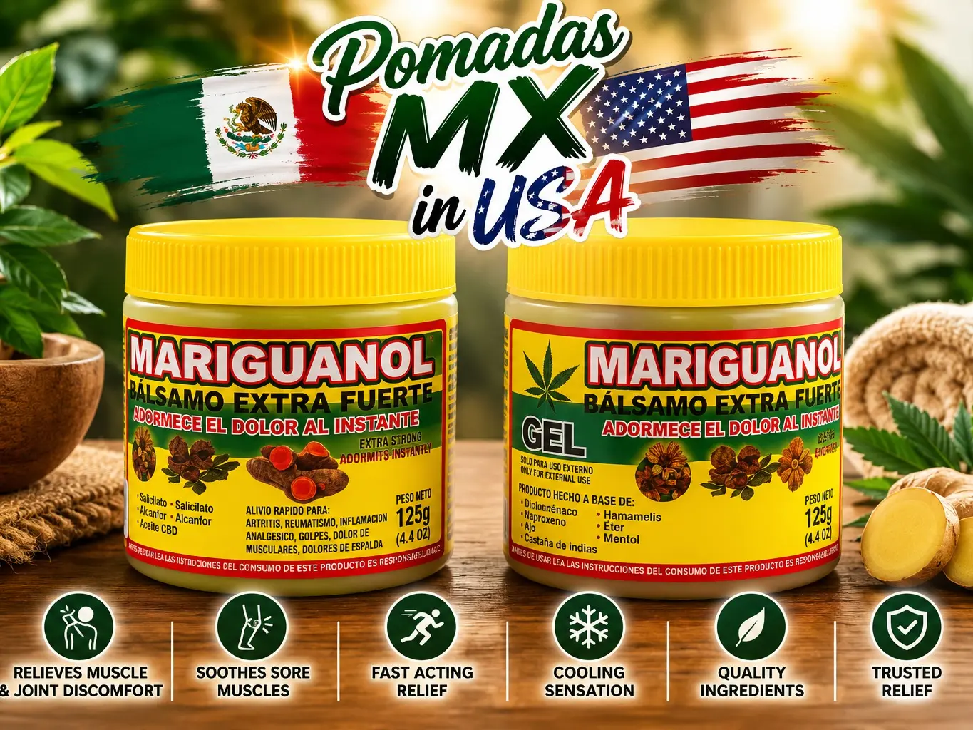 (2 Pack) Yellow Cap Mariguarol Balsamo Extra Strength Balm 125G Fast Acting Moisturizers
