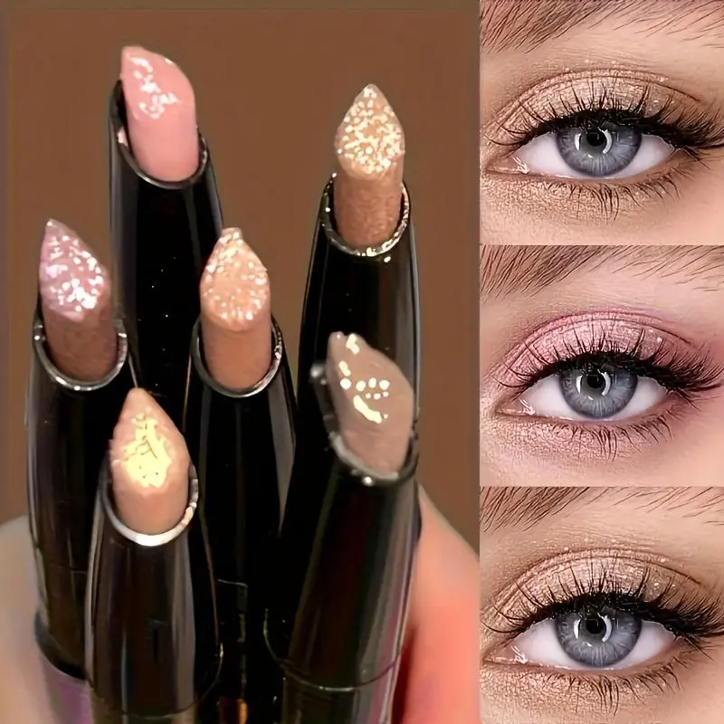 6-Piece Shimmer Eyeshadow Sticks: Waterproof Goldn Rainbow Shades,Eye Makeup Products All Over Glimmer   Cosmetic Crease-Proof One-Swipe Glam for Halloweeen Festivities, Teens & Holiday Parties！