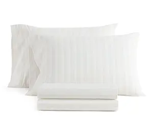 Martha Stewart Francesca Stripe White/Beige Queen Sheet Set